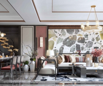 New Chinese Style A Living Room-ID:830321985