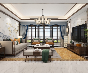 New Chinese Style A Living Room-ID:538229743