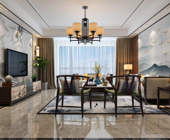 New Chinese Style A Living Room-ID:954397967