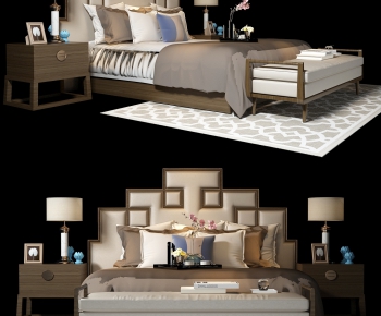 New Chinese Style Double Bed-ID:282284481