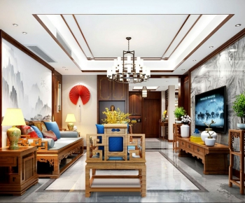 Chinese Style A Living Room-ID:729394172