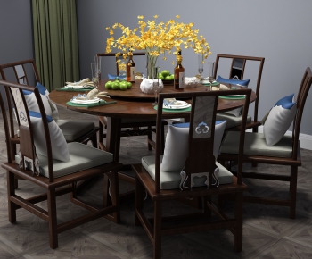New Chinese Style Dining Table And Chairs-ID:913302628