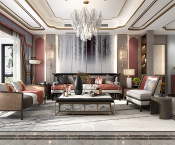 New Chinese Style A Living Room-ID:883469885