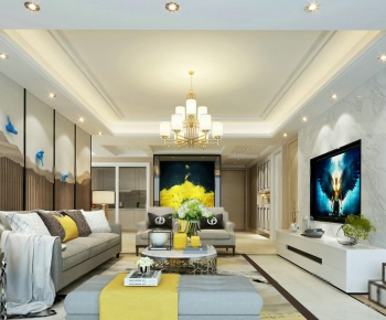 New Chinese Style A Living Room-ID:487099745