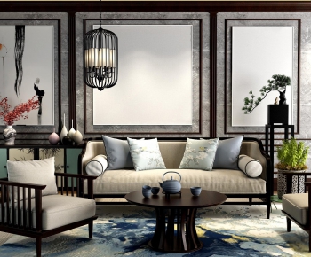 New Chinese Style Sofa Combination-ID:604929424