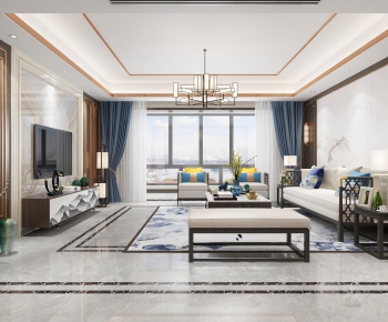 New Chinese Style A Living Room-ID:932978945