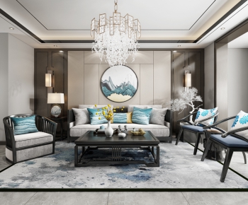 New Chinese Style A Living Room-ID:243173237