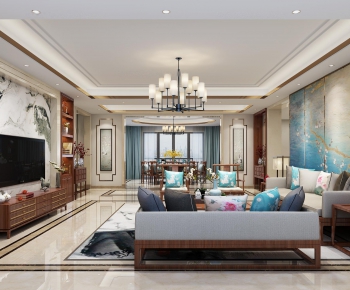 New Chinese Style A Living Room-ID:309865641