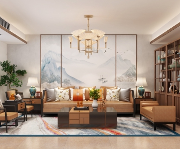 New Chinese Style A Living Room-ID:812886662