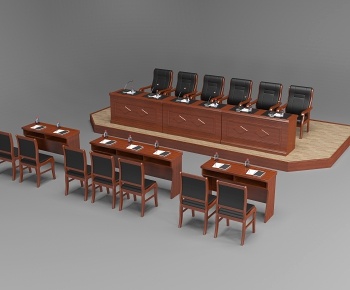 现代主席桌椅培训桌椅组合3D模型
