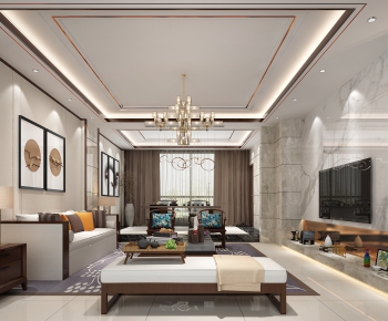 New Chinese Style A Living Room-ID:169064979