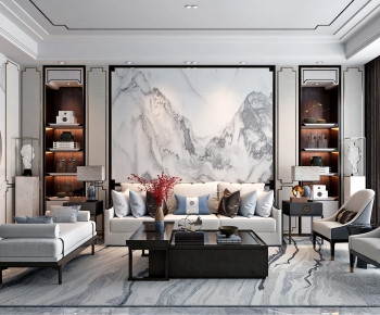 New Chinese Style A Living Room-ID:724610223