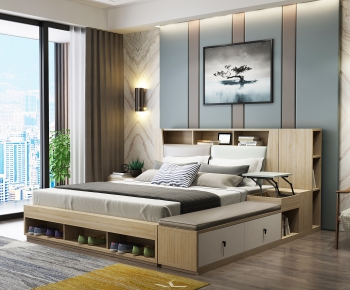 Modern Double Bed-ID:886486893