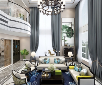 New Chinese Style A Living Room-ID:963811895