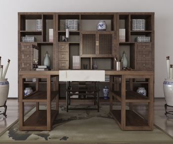 New Chinese Style Computer Desk And Chair-ID:928288647