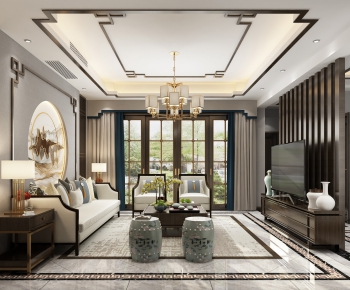 New Chinese Style A Living Room-ID:468119548