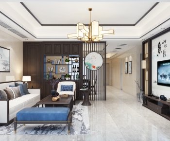 New Chinese Style A Living Room-ID:486316814