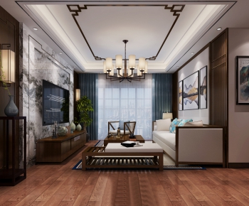 New Chinese Style A Living Room-ID:933468371