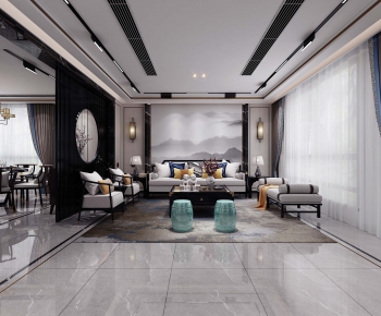 New Chinese Style A Living Room-ID:862273764