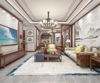 New Chinese Style A Living Room-ID:293961715