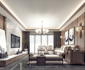 New Chinese Style A Living Room-ID:320428597
