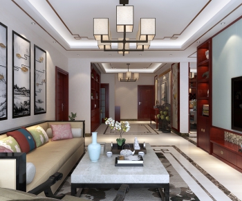 New Chinese Style A Living Room-ID:502251197