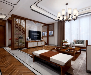 New Chinese Style A Living Room-ID:358566537