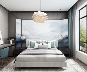 Modern New Chinese Style Bedroom-ID:329100948