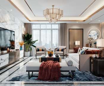 New Chinese Style A Living Room-ID:652108619