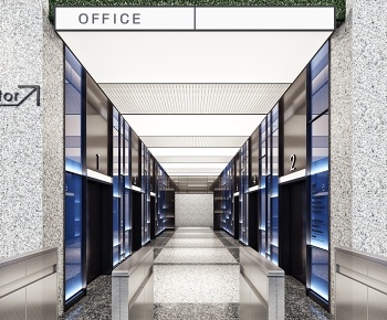 现代办公电梯厅3D模型