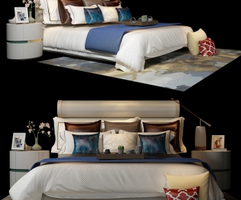 New Chinese Style Double Bed-ID:971250362