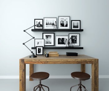 Industrial Style Computer Desk And Chair-ID:671001278
