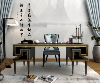 New Chinese Style Computer Desk And Chair-ID:879540119