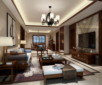 New Chinese Style A Living Room-ID:143900734