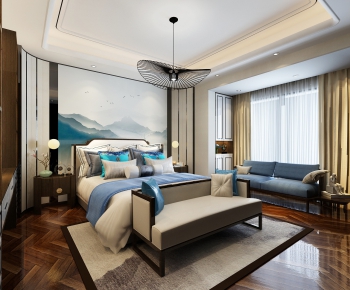 New Chinese Style Bedroom-ID:989610535