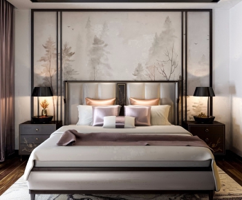 新中式双人床床头柜-ID:507673952