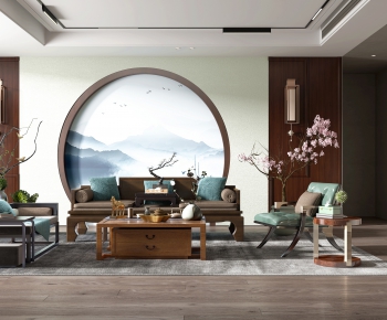 New Chinese Style A Living Room-ID:547559446