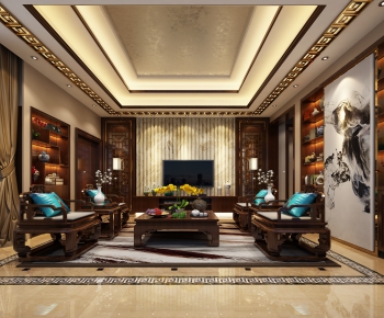 New Chinese Style A Living Room-ID:297076281