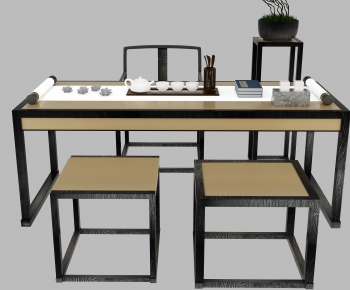 New Chinese Style Computer Desk And Chair-ID:786384427