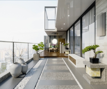 New Chinese Style Balcony-ID:606419718