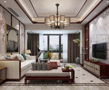 New Chinese Style A Living Room-ID:680290413