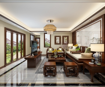 Chinese Style A Living Room-ID:215882621