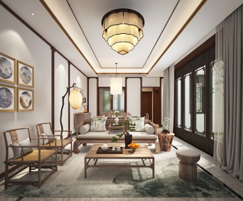 New Chinese Style A Living Room-ID:769430636