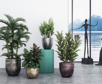 Modern Potted Green Plant-ID:713241182