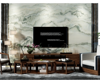 New Chinese Style TV Wall-ID:280734968