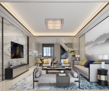 New Chinese Style A Living Room-ID:416220796