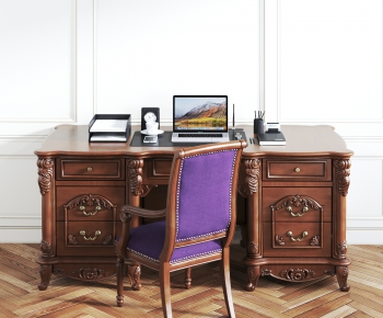 European Style Computer Desk And Chair-ID:962305539