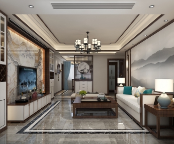 New Chinese Style A Living Room-ID:842959594