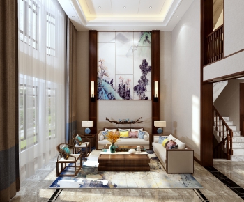 New Chinese Style A Living Room-ID:447158931