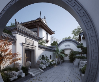 新中式古建筑庭院/景观-ID:807116243